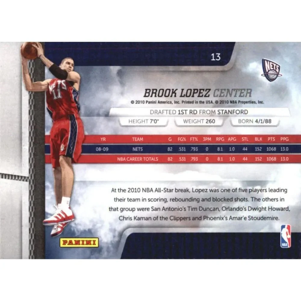 2009 Absolute Basketball Card - #13 Brook Lopez
